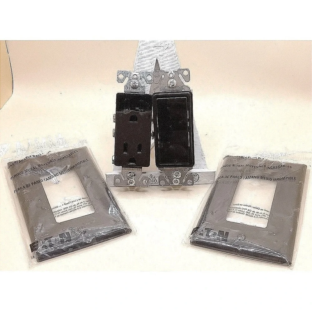 Eaton Black Decorator Switch & Outlet Set with‎ Wall Plates
